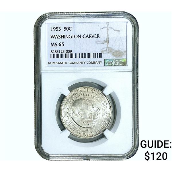 1953 Washington Carver Half Dollar NGC MS65