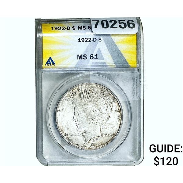 1922-D Silver Peace Dollar ANACS MS61