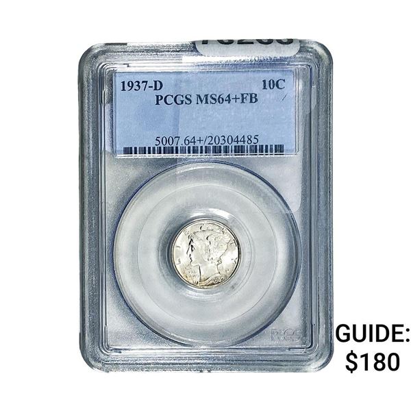 1937-D Mercury Silver Dime PCGS MS64+ FB