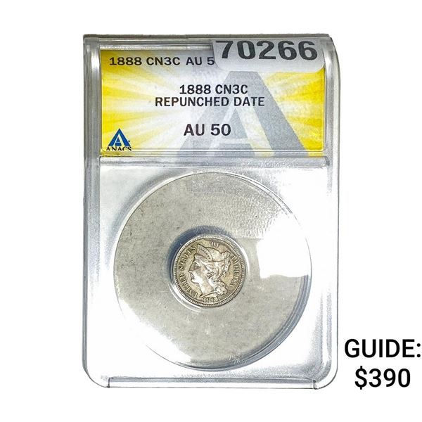 1888 Nickel Three Cent ANACS AU50 CN3C