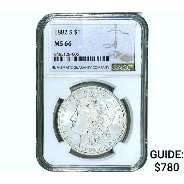 1882 Morgan Silver Dollar NGC MS66