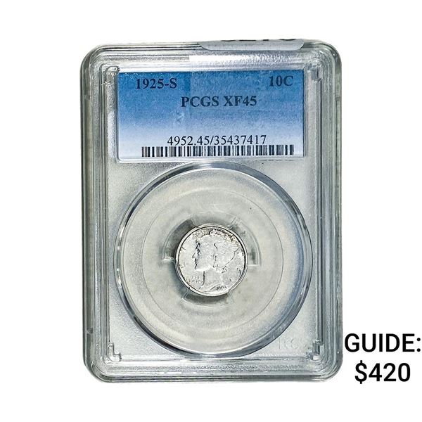 1925-S Mercury Silver Dime PCGS XF45