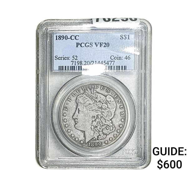 1890-CC Morgan Silver Dollar PCGS VF20