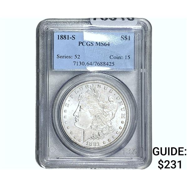 1881-S Morgan Silver Dollar PCGS MS64