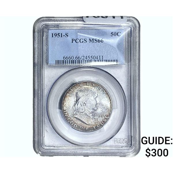 1951-S Franklin Half Dollar PCGS MS66