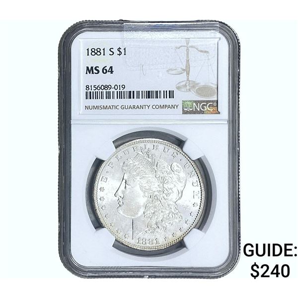 1881-S Morgan Silver Dollar NGC MS64