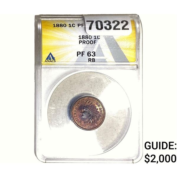 1880 Indian Head Cent ANACS PF63 RB