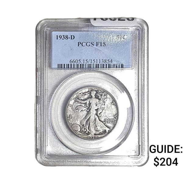1938-D Walking Liberty Half Dollar PCGS F15