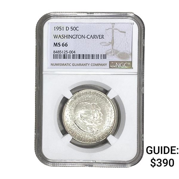 1951-D Washington Carver Half Dollar NGC MS66