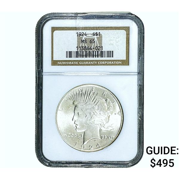 1924 Silver Peace Dollar NGC MS65