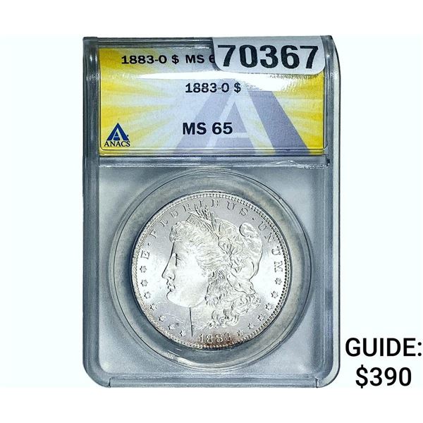 1883-O Morgan Silver Dollar ANACS MS65