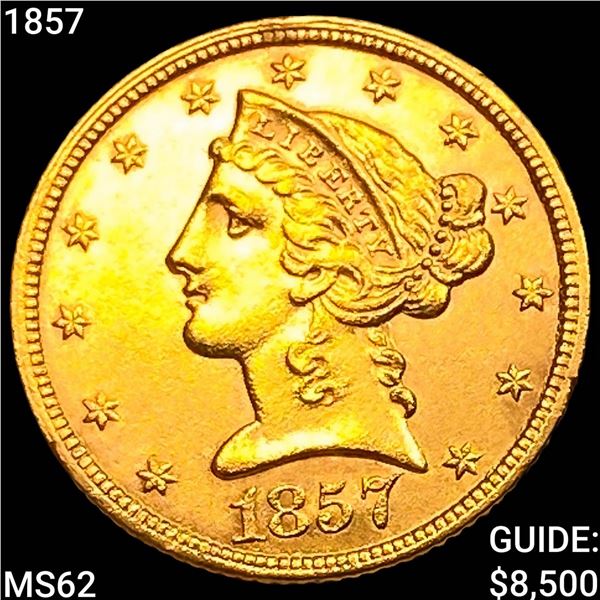 1857 $5 Gold Half Eagle UNCIRCULATED