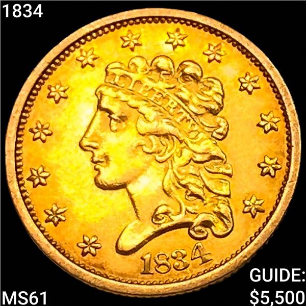 1834 $2.50 Gold Quarter Eagle UNCIRCULATED