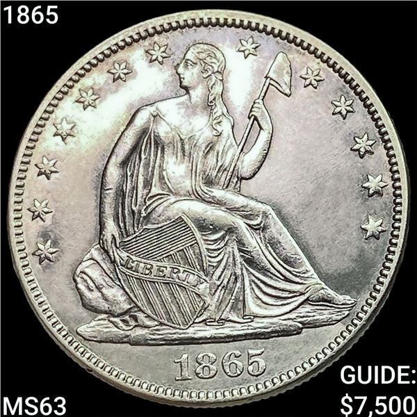 1865 Seated Liberty Half Dollar CHOICE BU