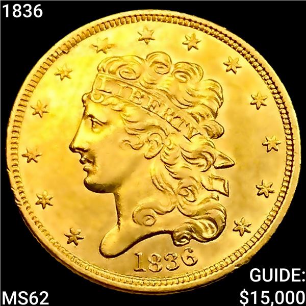 1836 $5 Gold Half Eagle UNCIRCULATED