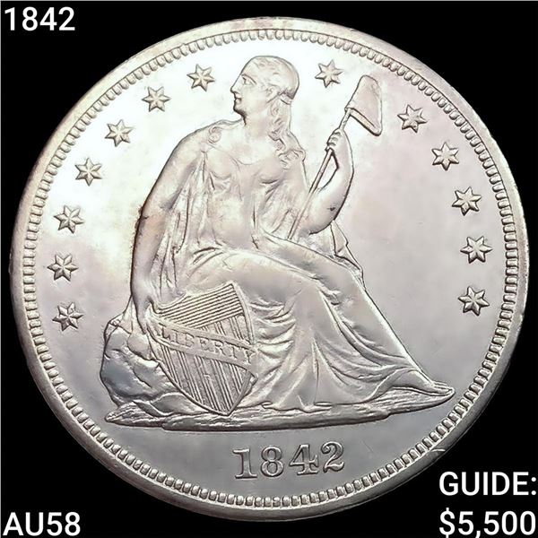 1842 Seated Liberty Dollar CHOICE AU