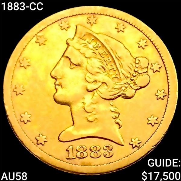 1883-CC $5 Gold Half Eagle CHOICE AU