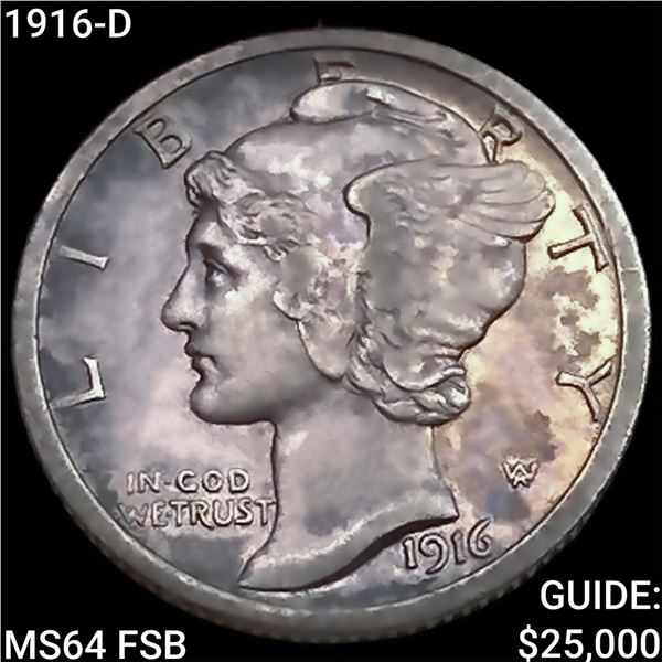 1916-D Mercury Dime CHOICE BU FSB