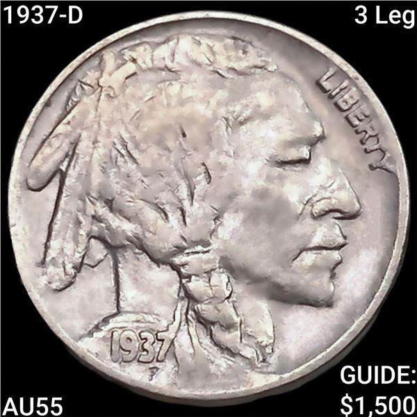 1937-D 3 Leg Buffalo Nickel HIGH GRADE
