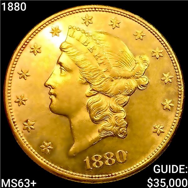 1880 $20 Gold Double Eagle CHOICE BU+