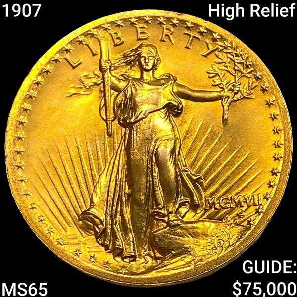 1907 High Relief $20 Gold Double Eagle GEM BU