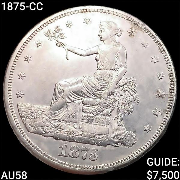 1875-CC Silver Trade Dollar CHOICE AU