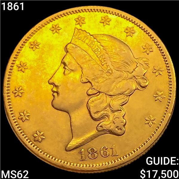 1861 $20 Gold Double Eagle UNCIRCULATED
