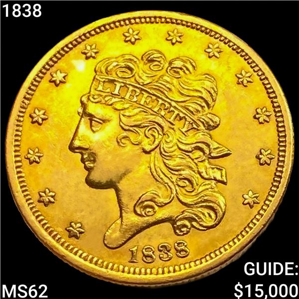 1838 $5 Gold Half Eagle UNCIRCULATED