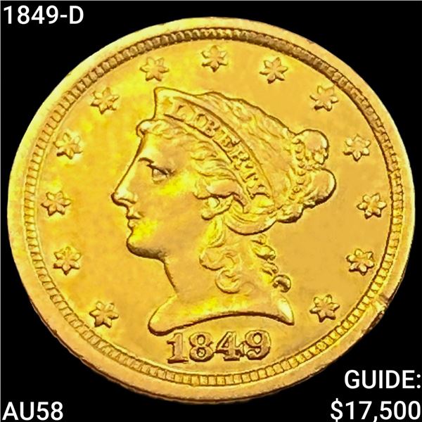 1849-D $2.50 Gold Quarter Eagle CHOICE AU