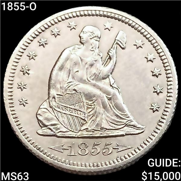 1855-O Seated Liberty Quarter CHOICE BU
