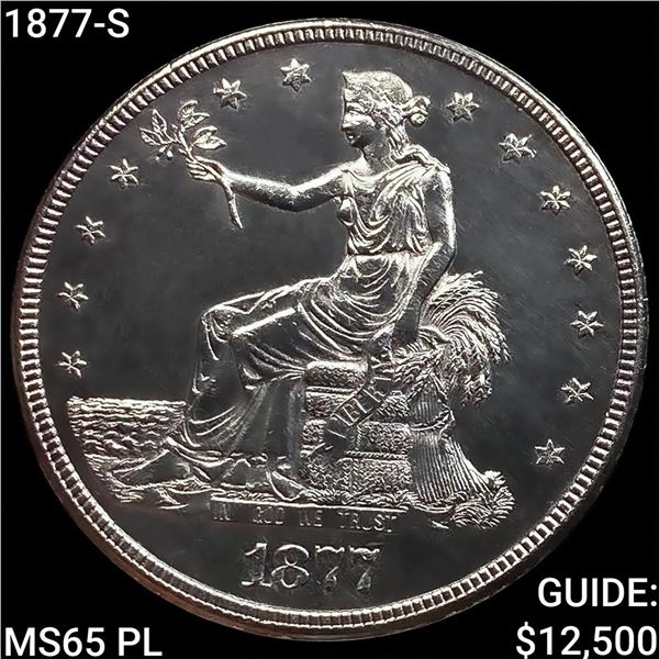 1877-S Silver Trade Dollar GEM BU PL
