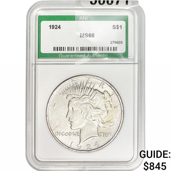 1924 Silver Peace Dollar ANI MS66