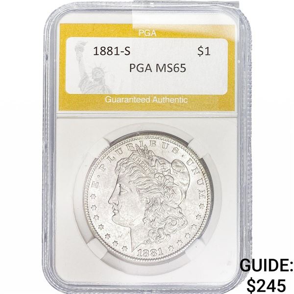 1881-S Morgan Silver Dollar PGA MS65