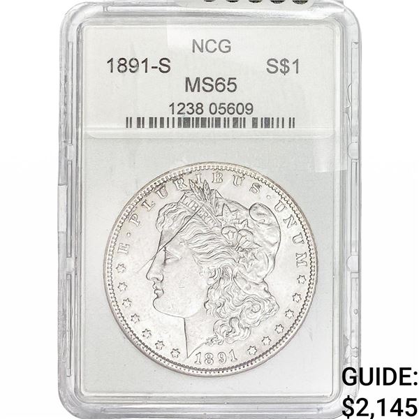 1891-S Morgan Silver Dollar NCG MS65