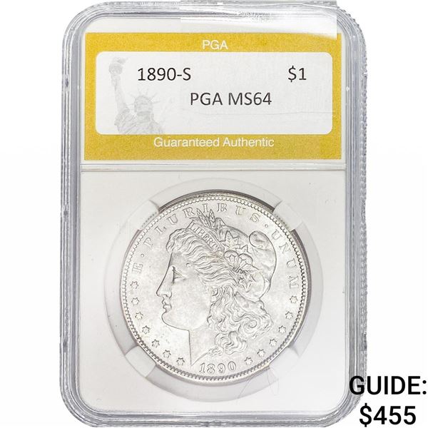 1890-S Morgan Silver Dollar PGA MS64