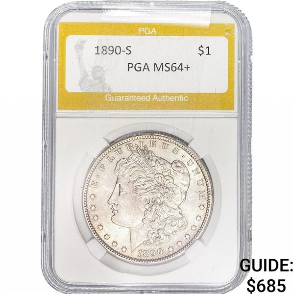 1890-S Morgan Silver Dollar PGA MS64+
