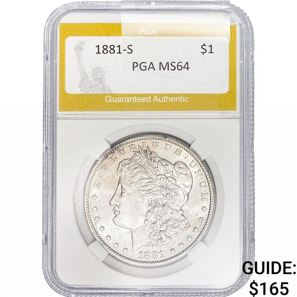 1881-S Morgan Silver Dollar PGA MS64