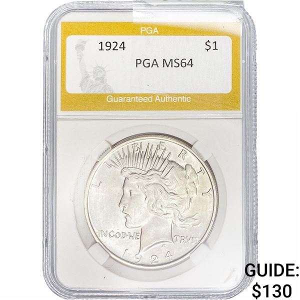 1924 Silver Peace Dollar PGA MS64