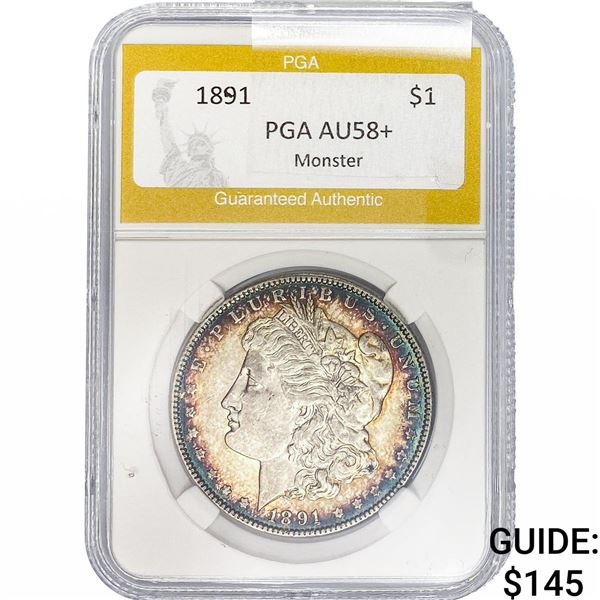 1891 Morgan Silver Dollar PGA AU58+ Monster