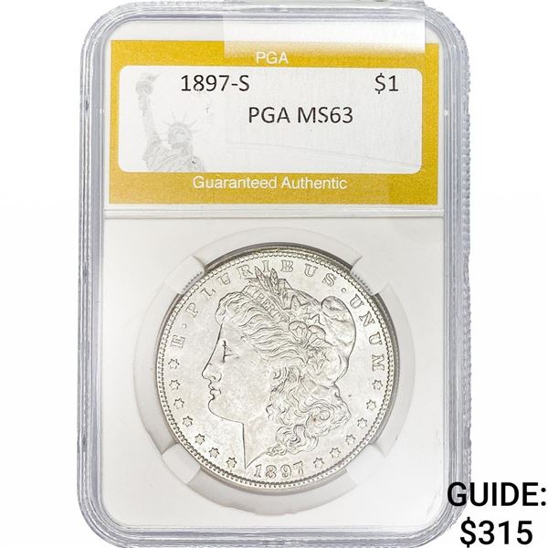 1897-S Morgan Silver Dollar PGA MS63