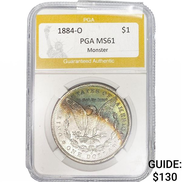 1884-O Morgan Silver Dollar PGA MS61 Monster
