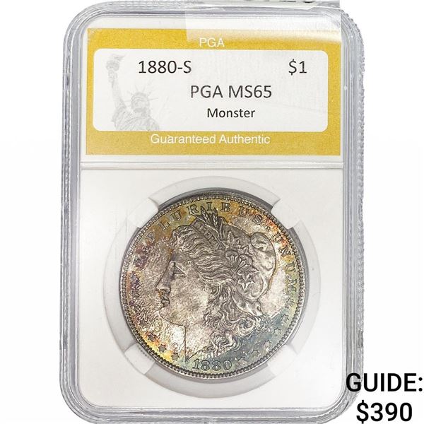 1880-S Morgan Silver Dollar PGA MS65 Monster