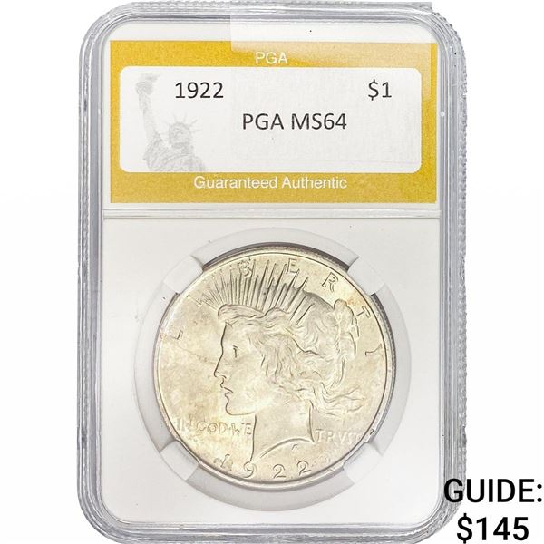 1922 Silver Peace Dollar PGA MS64