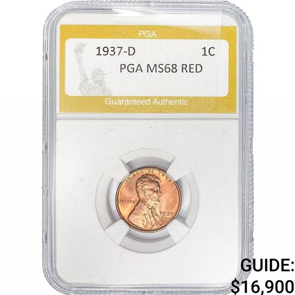 1937-D Wheat Cent PGA MS68 Red