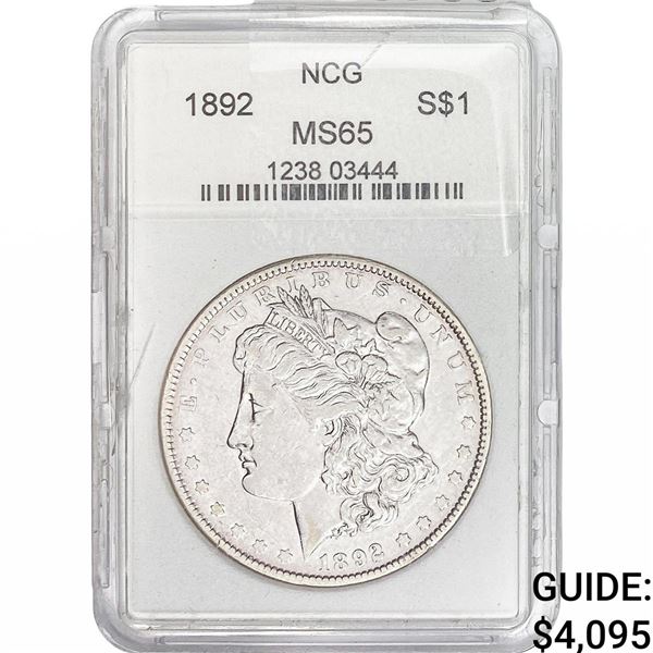 1892 Morgan Silver Dollar NCG MS65