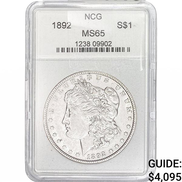 1892 Morgan Silver Dollar NCG MS65