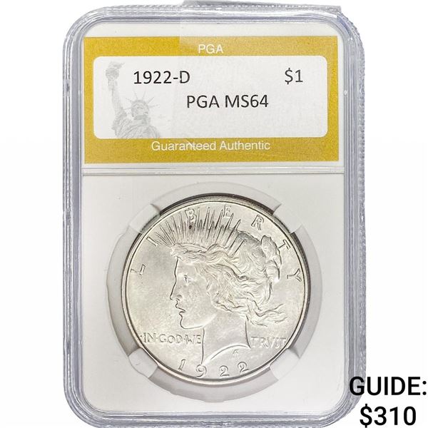 1922-D Silver Peace Dollar PGA MS64
