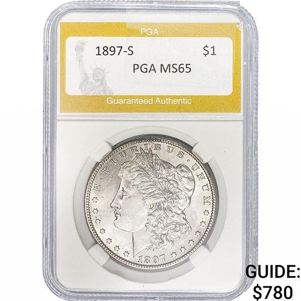 1897-S Morgan Silver Dollar PGA MS65