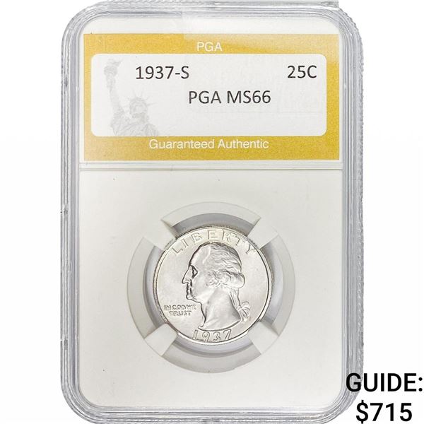 1937-S Washington Silver Quarter PGA MS66