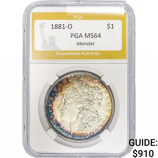 1881-O Morgan Silver Dollar PGA MS64 Monster